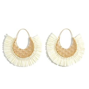 White Gold Threader Earrings Cubic Zirconia Rafia